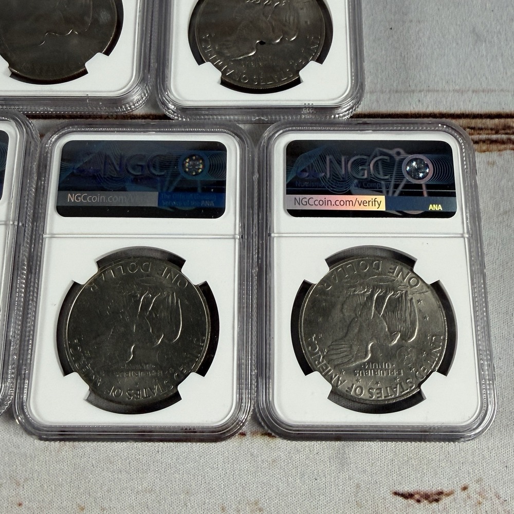 (5) 1972 Eisenhower Dollar Type 2 NGC Brilliant Unc (Don't Tread on Me Label) - Picture 8 of 8